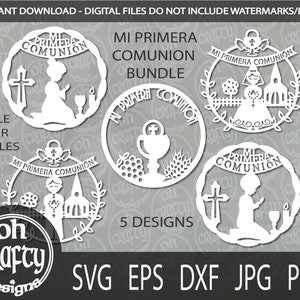 Mi Primera Comunion svg, primera communion svg bundle, first communion svg bundle, plik do wycinania komunii, szablon wycinanki, pobieranie cyfrowe