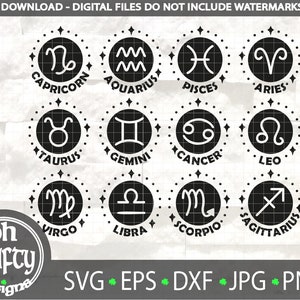 Astrologie symbole svg, bundle de signes du zodiaque, svg signe astrologique, contour du zodiaque, Horoscope signes svg, svg Constellation, fichier svg pour Cricut
