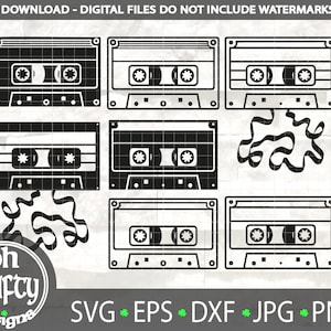 Cassette Tape Bundle, Retro Musik, 80er 90er Nostalgie, Audio Cassette Band, Kassette Umriss, Silhouette, Band Silhouette, y2k Clipart