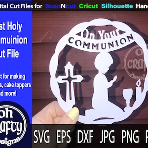 Boy Communion svg, cake topper svg, communion cut file, communion frame svg, First holy communion paper cut file, communion cake topper svg