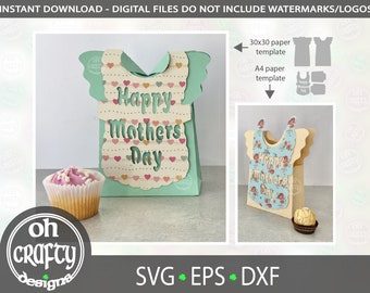 Mothers day gift box svg, treat box template, gift bag svg, happy mothers day svg, candy box cut file, papercut template, digital download
