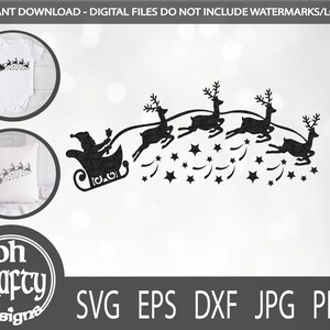 Santa slee en rendieren SVG, kerst slee silhouet, vliegende rendieren gesneden bestand, rendieren SVG, slee ster clipart, SVG-bestand voor cricut