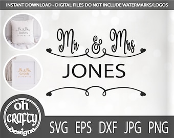 Mr and Mrs monogram svg, couple monogram svg cut file, Mr & Mrs cut file, newlyweds svg, marriage svg file, cut files, printable files, dxf