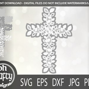 mandala cross svg, mandala cut file, leaf pattern svg, layered cross svg, easter cross, christian svg, cross svg, religious svg, cricut svg