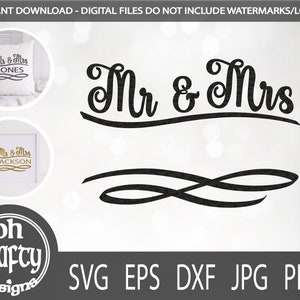 Mr and Mrs swoosh monogram svg, couple split monogram svg cut file, Mr & Mrs cut file, newlyweds svg, marriage svg file, printable files