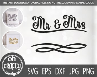Mr and Mrs swoosh monogram svg, couple split monogram svg cut file, Mr & Mrs cut file, newlyweds svg, marriage svg file, printable files