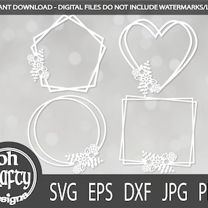 marco floral svg, archivo de corte de marco, flor svg, floral svg, marco de corazón svg, marco de pentágono svg, marco de círculo svg, marco cuadrado svg, archivo svg