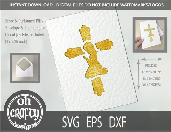 Girl Praying Card svg, Communion card svg file, Cross svg, cricut joy card svg, insert card svg, cricut card template, handmade card cutfile