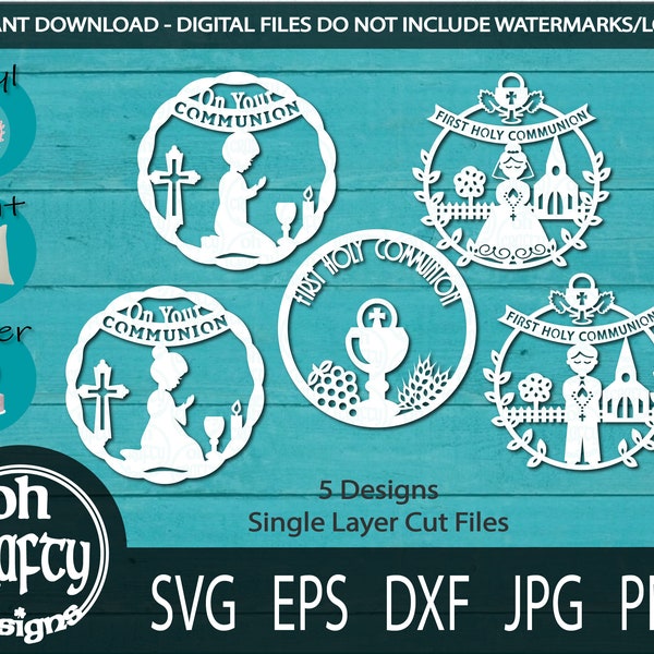 First Holy Communion svg bundle, communion svg cut files, boy communion design, girl communion png, digital download, eps png dxf svg files