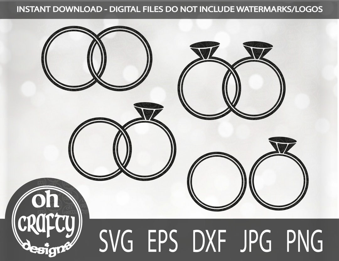 Joined Wedding Ring Svg, Wedding Rings Svg File, Wedding Bands Svg ...