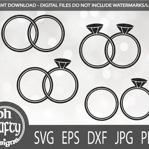 Joined wedding ring svg, wedding rings svg file, wedding bands svg, wedding band cut file, wedding rings outline, svg wedding, marriage svg