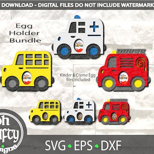 Eierhalter svg Bundle, 3D svg, Feuerwehrauto svg, Eierhalter cutfile, Süßigkeiten Halter svg, Krankenwagen svg, Schulbus svg, Scherenschnitt Vorlage