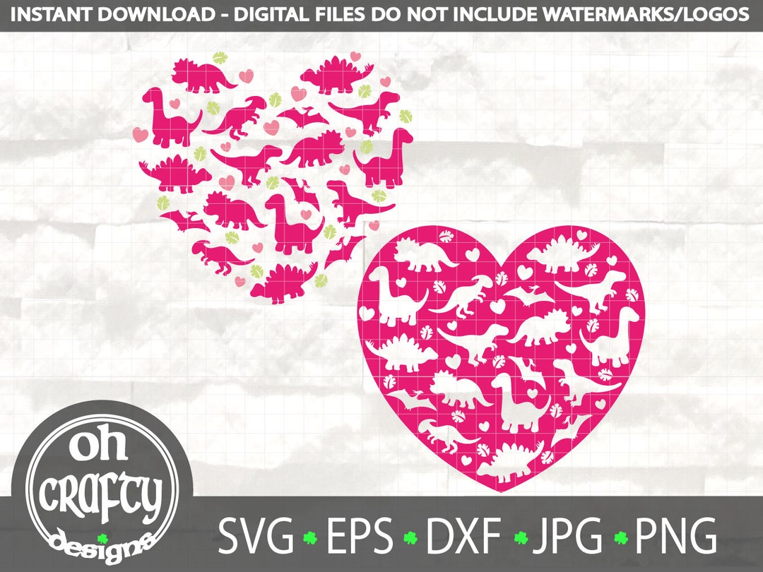Cute Dinosaur Svg Dinosaur Heart Svg Valentines Dinosaur - Etsy