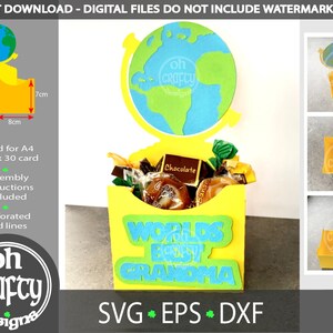 Welten beste Oma svg, Muttertag svg, Geschenk Box Vorlage, behandeln Box cutfile, 3d Papercut Datei, Geburtstag Box Vorlage, digitaler download