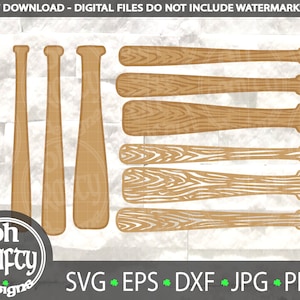 Honkbalknuppel SVG-bestand, Softbal Bat SVG bundel, houten vleermuis SVG, houtnerf patroon, Softbal clipart, honkbal gesneden bestand, Softbal gesneden bestand