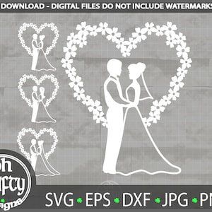 Hochzeit Herz svg, Braut und Bräutigam svg, florales Herz svg, Scherenschnitt Vorlage, Mr Mrs Silhouette, glückliches Paar, Cake Topper, Hochzeit Clipart