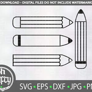 Pacote de lápis svg, lápis escolar svg, clipart de contorno de lápis, arquivo de corte de lápis, lápis png, arquivo svg escolar estacionário, download digital