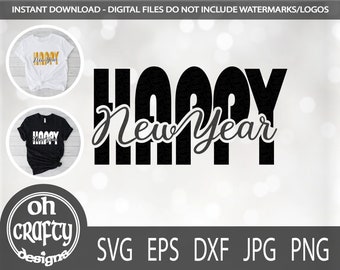 Happy new year svg, new year svg file, happy new year cut file, Happy new year cut out, new year svg, new year png, new year text svg