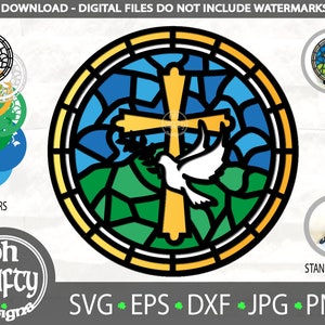Stained Glass svg file, Dove and Cross svg, 3D svg, Layered Mandala svg, Multi layer svg, shadow box svg, Paper cut template, Cricut Cutfile