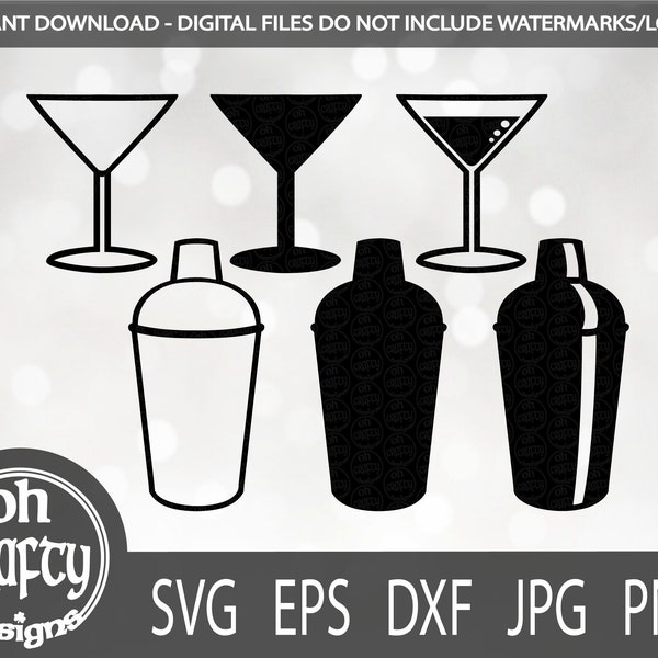 Cocktail glasses svg, Cocktail shaker svg, Cocktail maker svg, cocktails svg, Cocktail mixer svg, Glass silhouette, glass outline, bundle