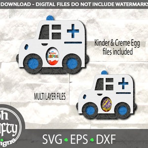 Easter Egg holder svg, ambulance svg, kinder egg holder svg, creme egg holder svg ,egg holder cutfile, candy holder svg, papercut