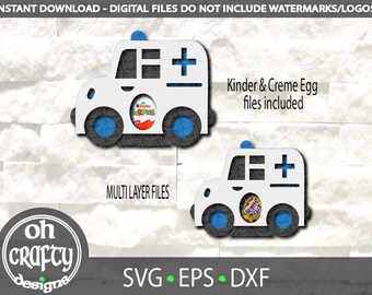 Easter Egg holder svg, ambulance svg, kinder egg holder svg, creme egg holder svg ,egg holder cutfile, candy holder svg, papercut