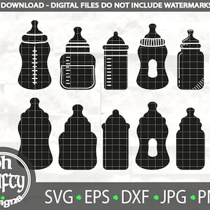 Silhouette biberon, bundle in formato SVG, bottiglia per il latte in formato SVG, biberon in formato SVG, file tagliati, neonato in formato SVG, ClipArt per biberon, dxf, png, eps, jpg