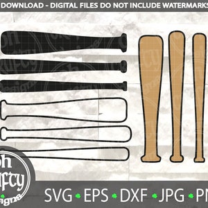 Pakiet svg kija baseballowego, plik svg kija softballowego, sylwetka baseballa, zarys baseballa, clipart softballa, plik cięcia baseballa, clipart baseballa