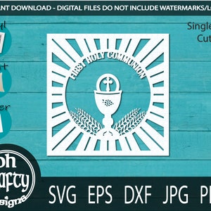 first holy Communion svg, first communion cut file, communion frame svg, communion chalice design, dxf, png, jpg, eps files