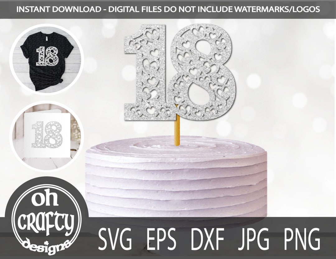 Heart Filled 18 Svg, Number 18 Svg, 18th Birthday Svg, Eighteen Svg, 18 ...
