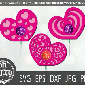Heart lollipop holder svg, valentines lollipop holder svg, lollipop holder cutfile, candy holder svg, lollipop svg bundle, digital download