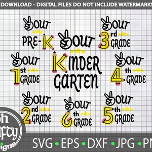 Vrede uit SVG bundel, laatste dag van school SVG, afstuderen shirt PNG, potlood SVG, vredesteken SVG, scholen uit SVG bundel, digitale download