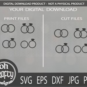 Joined Wedding Ring Svg, Wedding Rings Svg File, Wedding Bands Svg ...