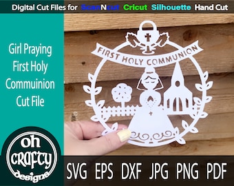 少女の聖体拝領 svg、祈る少女 svg、聖体拝領カット ファイル、聖体拝領 svg ファイル、初聖体拝領の紙カット ファイル、聖体拝領ケーキ トッパー svg