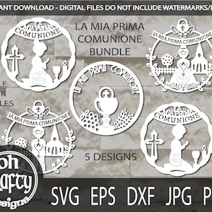 La mia prima Comunione SVG, bundle SVG di prima comunione, bundle SVG di prima comunione, file di taglio comunione, modello papercut, download digitale