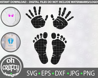 Baby hand and footprint svg, baby Footprint svg file, baby handprint svg, baby feet png, newborn baby svg, baby shower svg, digital download