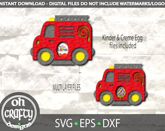 Egg holder svg, fire engine svg, egg holder cutfile, candy holder svg, kinder egg holder svg, creme egg holder svg, papercut template