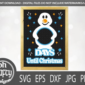 Kerstmis aftellen SVG, Kerstmis aftellen zwart bord SVG, dagen tot Kerstmis SVG, aftellen gesneden bestand, sneeuwpop SVG, leuke aftellen SVG