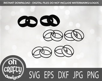 wedding band svg, wedding rings svg file, wedding bands silhouette, wedding band cut file, wedding rings outline, svg wedding, marriage svg