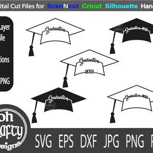 Graduation Grad Cap Silhouette Instant Download Includes Cricut, Cameo  Silhouette SVG Cut File, JPEG Printable Image, PNG Transparent File 