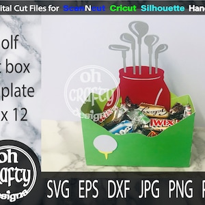Golf bag svg, Golf clubs svg, Fathers day svg, dad gift box template, Golf envelope box svg, dad birthday envelope box svg, golf svg file