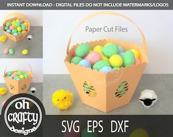 Easter basket svg, egg hunt basket svg, 3d easter basket svg, easter treat box svg, easter candy box svg, easter basket template svg