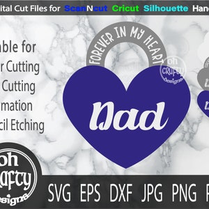 Forever in my heart svg, dad svg, dad memorial svg, dad memorial png, dad heart cut file, dad loss, dad memorial cut file, grieving svg