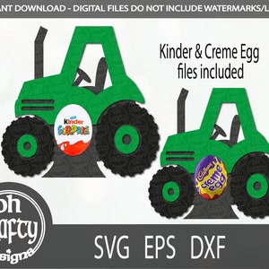 Porta huevos svg, tractor svg, archivo de corte del porta huevos, porta dulces de granja svg, porta huevos kinder svg, porta huevos crema svg, corte de papel