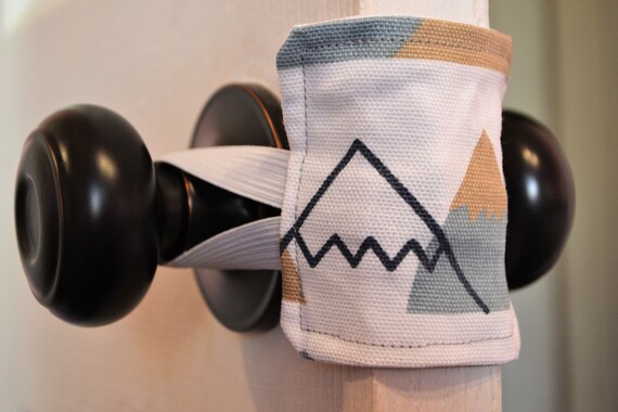 Mountain Print Door Latch Covers Fabric Door Latch Covers