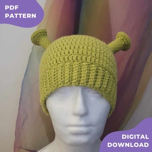 Sombrero de pescador de punto, sombreros Shrek con orejas, disfraz de  Halloween para adultos, accesorio de cosplay para niños, hecho a mano,  sombrero