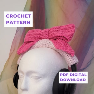 Big Bow Headphone Cover Crochet PATTERN