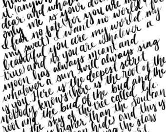 EE Cummings I Carry Your Heart DIGITAL DOWNLOAD