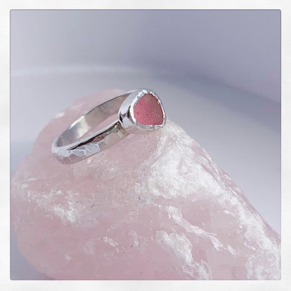 Rare colors - EXAMPLE OF WORK - Classic Cornish sea glass ring in sterling silver