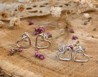 Heart earrings / heart studs / handmade earrings / vegan jewellery / gold heart / silver heart / valentines jewellery / wedding jewellery